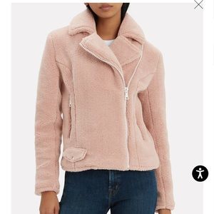 Mother Denim Mini Pocket Rider Pink Sherpa Jacket